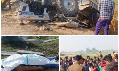 बालू लेकर जा रहे ओवर लोड टैक्टर पलटने से चालक की मौत