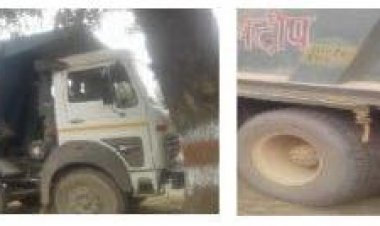 मेजा की पुलिस अवैध गिट्टी परिवहन में दो ट्रकों को किया सीज