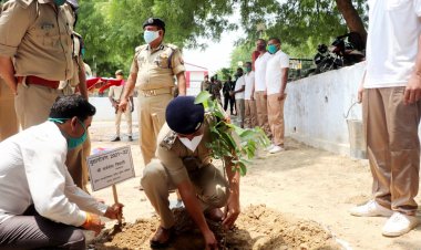 प्रयागराज- विश्व पर्यावरण दिवस पर पुलिस लाइन में वृक्षारोपण