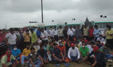 एएलएस एम्बुलेंस चालकों और कर्मचारियों का धरना जारी