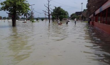 दारागंज घाट पर दाह संस्कार बन्द, शहरी इलाके में घुसा पानी