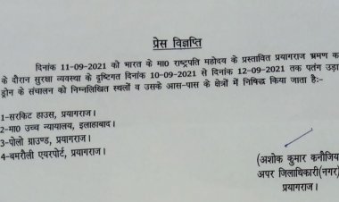 प्रयागराज : राष्ट्रपति के आगमन पर पतंग और ड्रोन रहेगा बैन