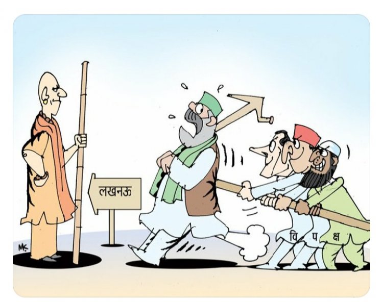टिकैत के सामने लाठी लेकर क्यों खड़े हो गए 'योगी'