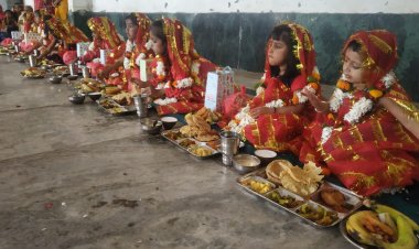 नौ दिवसीय व्रत का समापन कन्या पूजन से