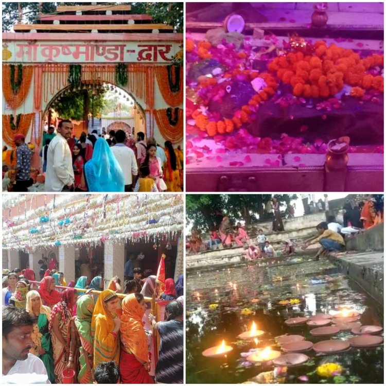 कानपुर : शारदीय नवरात्र में मां कुष्माण्डा देवी के दर्शन को उमड़ी भक्तों की भीड़