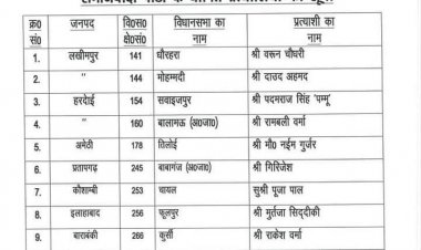 सपा ने घोषित किए 56 उम्मीदवार, चायल से पूजा पाल, फूलपुर से मुर्तजा सिद्दीकी को टिकट