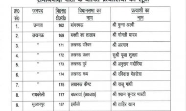 सपा ने जारी की 10 प्रत्याशियों की सूची