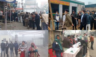 मथुरा में पुख्ता इंतजामों के बीच ब्रजवासी कर रहे मताधिकार का प्रयोग