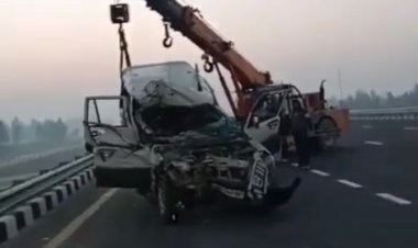 पूर्वांचल एक्सप्रेस-वे पर दुर्घटना में एक ही परिवार के तीन लोगों की मौत, चार घायल