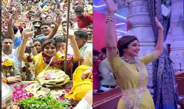 बांके बिहारी के दर्शन के लिए मथुरा पहुंचीं शिल्पा शेट्टी