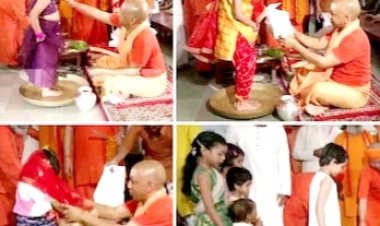 मुख्यमंत्री योगी ने कुंवारी कन्याओं के पांव पखारे, बटुक भैरव का किया पूजन