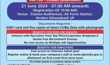 पूर्व सैनिकों के लिए 21 जून को हिंडन वायु सेना स्टेशन पर लगेगा रोजगार मेला
