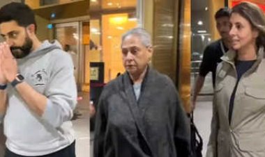 मां और बहन के साथ एयरपोर्ट पर दिखे अभिषेक बच्चन