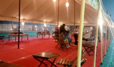 गंगा की रेती पर बनी टेंट सिटी में श्रद्धालुओं का हुजूम 