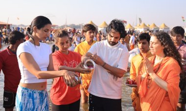 महाकुम्भ के पावन संगम में एक्टर राजकुमार राव पत्नी संग लगाई आस्था की डुबकी