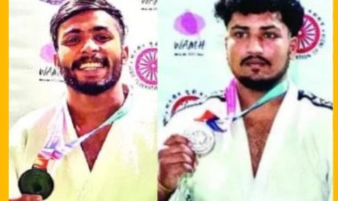 राष्ट्रीय जूडो प्रतियोगिता में पदक जीतकर लौटे यश यादव और स्पर्श सिंह का स्वागत