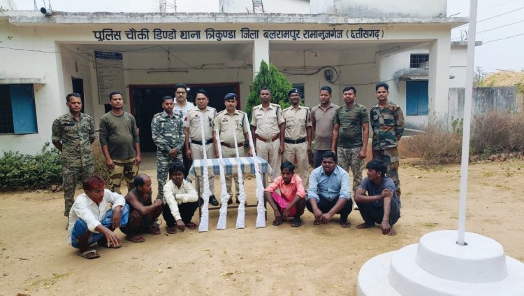 बलरामपुर : जंगली जानवर का शिकार करने के दौरान साथी युवक की मौत मामले में छह आरोपित गिरफ्तार, चार भरमार बंदूक जब्त