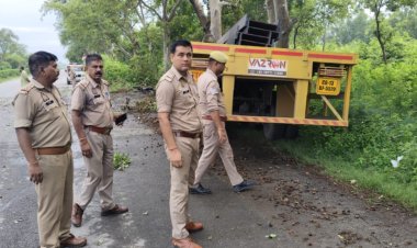 पेड़ से टकराकर ट्रक में लगी आग, चालक जिंदा जलकर खाक