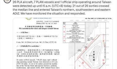 ताइवान के वायु क्षेत्र में घुसे चीन के सैन्य विमान