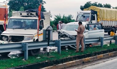 मिर्जामुराद: रूपापुर नेशनल हाईवे पर सड़क हादसा, एक बच्चे सहित आठ दर्शनार्थी घायल