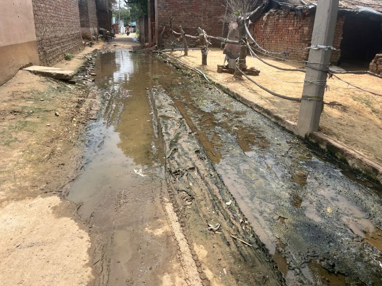 गांव की सड़कें बनी गंदे पानी का तालाब, ग्रामीणों का जीना हुआ मुश्किल