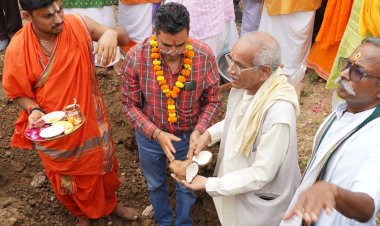 राम जन्मभूमि परिसर के नये मन्दिर में गणपति पूजन, सुरक्षा दीवार का भी श्रीगणेश