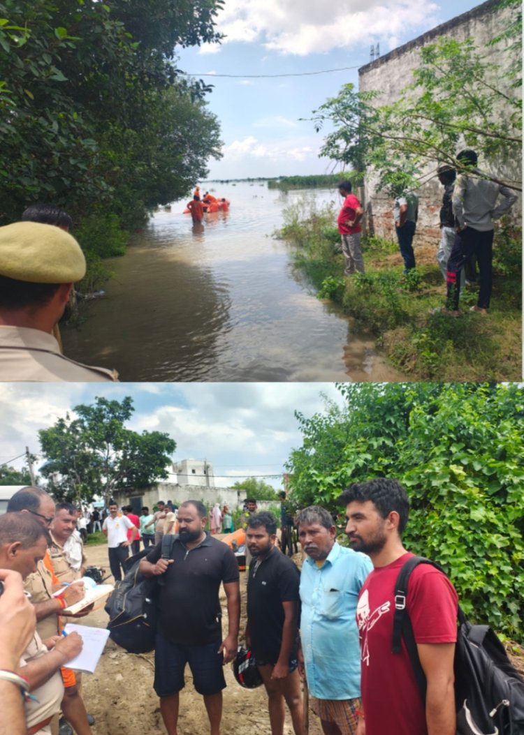 यमुना नदी के बाढ़ में फंसे 35 लोगों को रेसक्यू कर नोएडा पुलिस ने बचाई जान