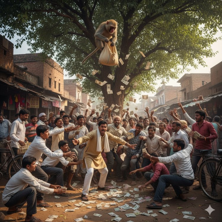 पेड़ से हुई रुपये की बारिश, लूटने के लिए उमड़ी भीड
