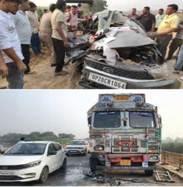 तेज गति कार की ट्रक से हुई जोरदार टक्कर में युवती सहित दो की मौत