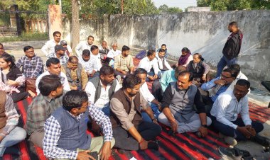 वेतन विसंगति को लेकर लेखपालों ने दिया धरना