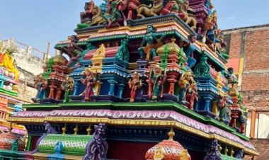 शक्तिपीठ मां विशालाक्षी मंदिर के शिखर का कुंभाभिषेक,गौरीपूजन से धार्मिक अनुष्ठान की शुरूआत