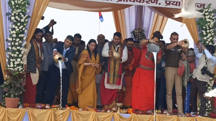 माघ मेला 2026 का शंखनाद: संगम तट पर भव्य गंगा पूजन के साथ तैयारियों का हुआ श्रीगणेश