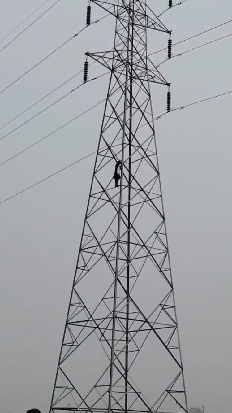 प्रेमी से शादी की जिद में हाईटेंशन पोल पर चढ़ी युवती, पुलिस ने समझाकर उतारा