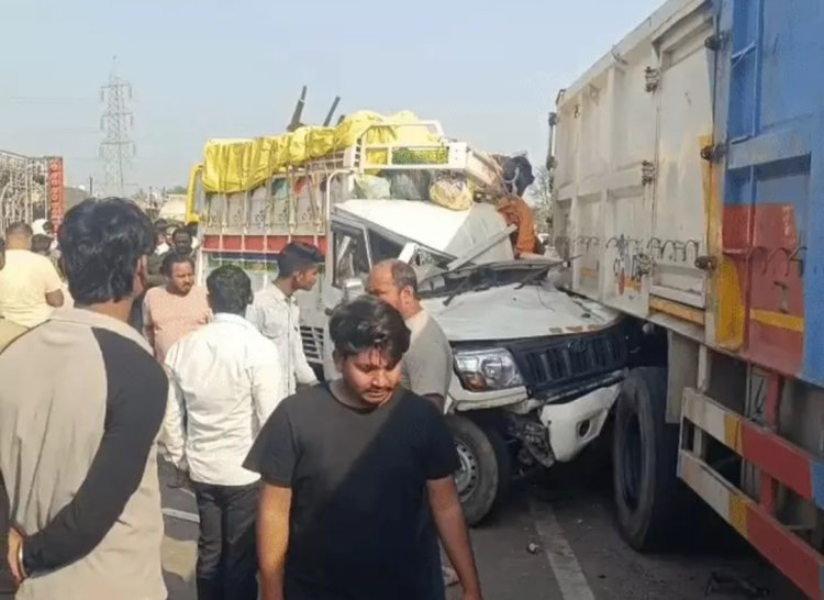 कौशाम्बी  ट्राला में पीछे से घुसी पिकअप आठ की मौत व 20 घायल
