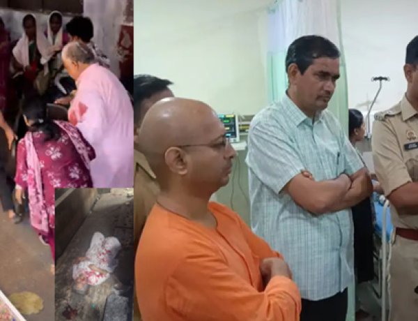 वृंदावन के बांके बिहारी मंदिर की गली में छज्जा गिरा, नौ श्रद्धालु घायल