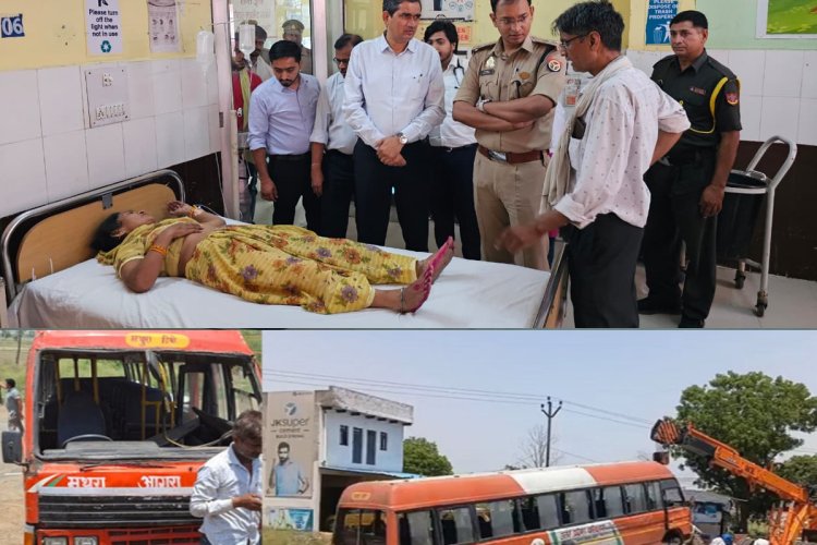 महुअन टोल प्लाजा के पास रोडवेज बस पलटी; दो महिलाओं की मौत, एक दर्जन से अधिक घायल