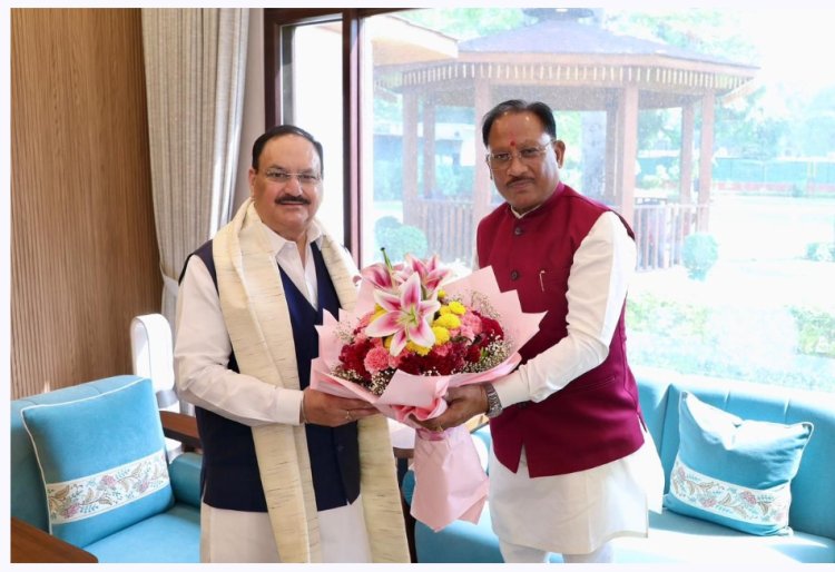 जेपी नड्डा से मिले विष्णुदेव साय, स्वास्थ्य सेवाओं और किसानों के लिए खाद-बीज उपलब्धता पर हुई विस्तृत चर्चा