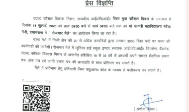विश्व युवा कौशल दिवस पर प्रयागराज में 14 जुलाई को रोजगार मेला, 20 से अधिक कंपनियां करेंगी 3000 पदों पर भर्ती