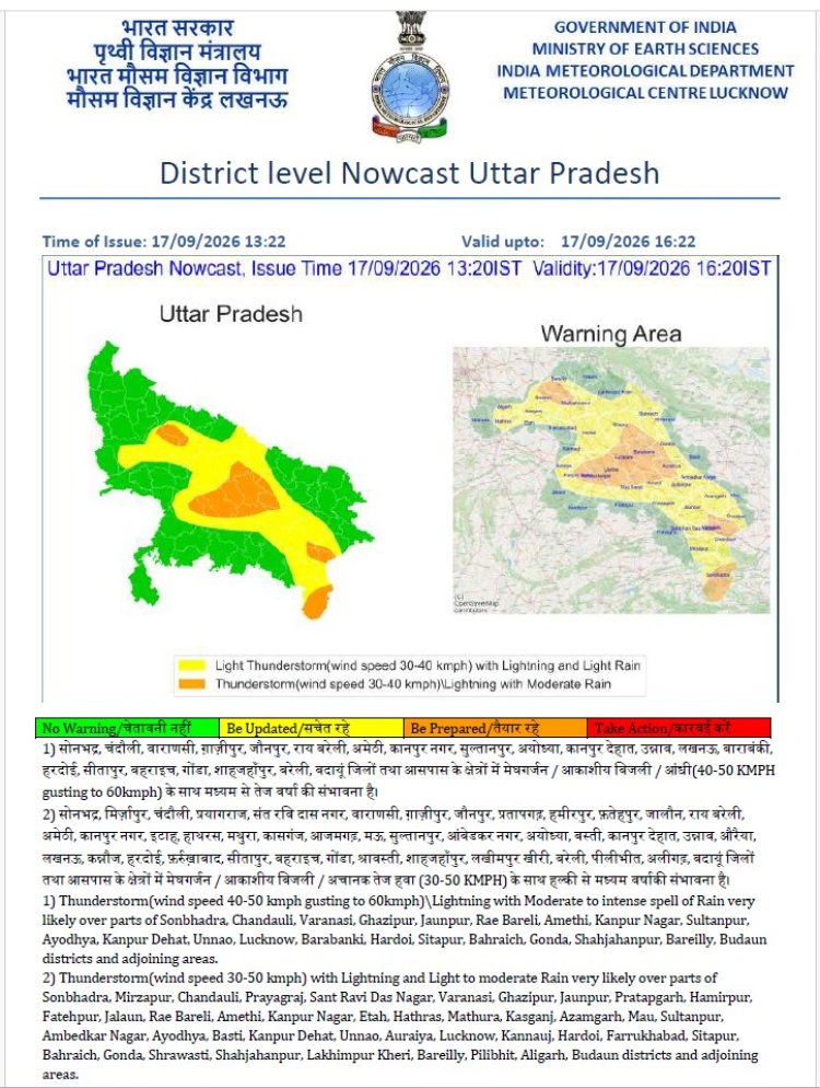 प्रयागराज में आज बारिश और तेज हवाओं के आसार, 50 किमी प्रति घंटे तक चल सकती है हवा