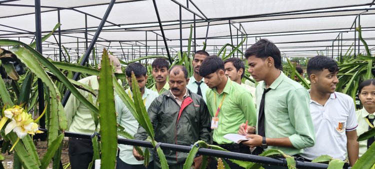 MGUG के कृषि विद्यार्थियों ने किया हाईटेक ड्रैगन फ्रूट ऑर्चर्ड का शैक्षिक भ्रमण